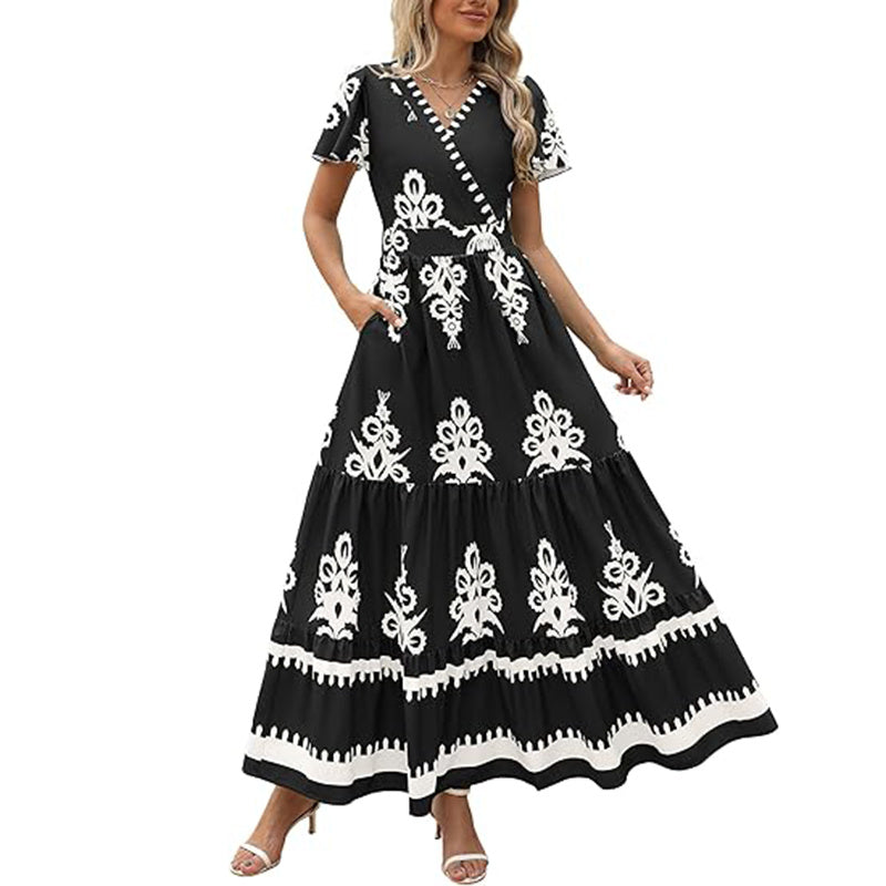 Bell Sleeve Dress With Pocket