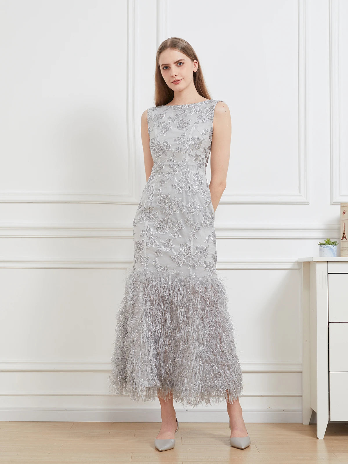 Organza Fishtail Feather Gown