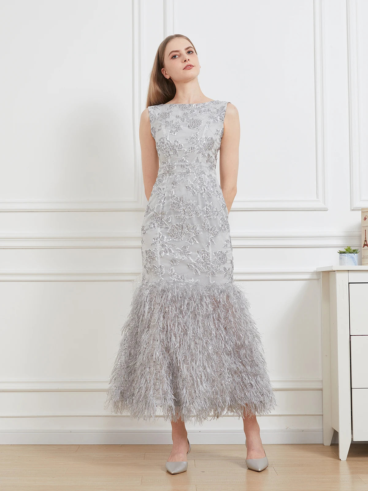 Organza Fishtail Feather Gown