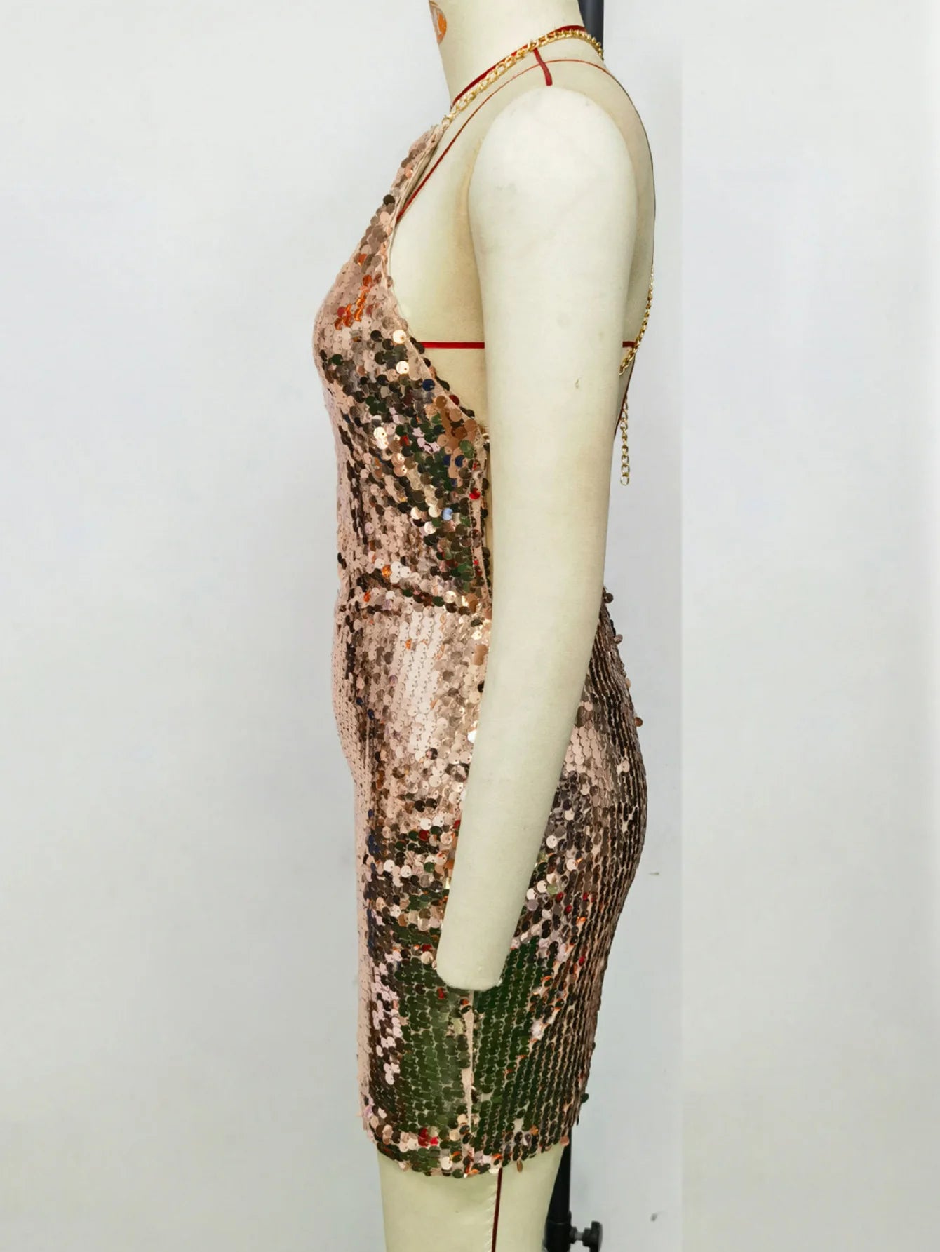 Sequin Halter Backless Party Dress