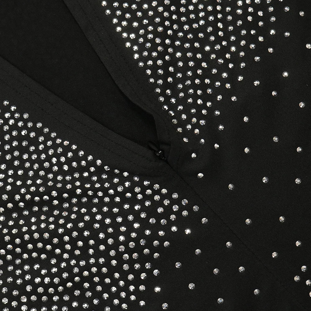 Elegant Rhinestone High-Neck Dress