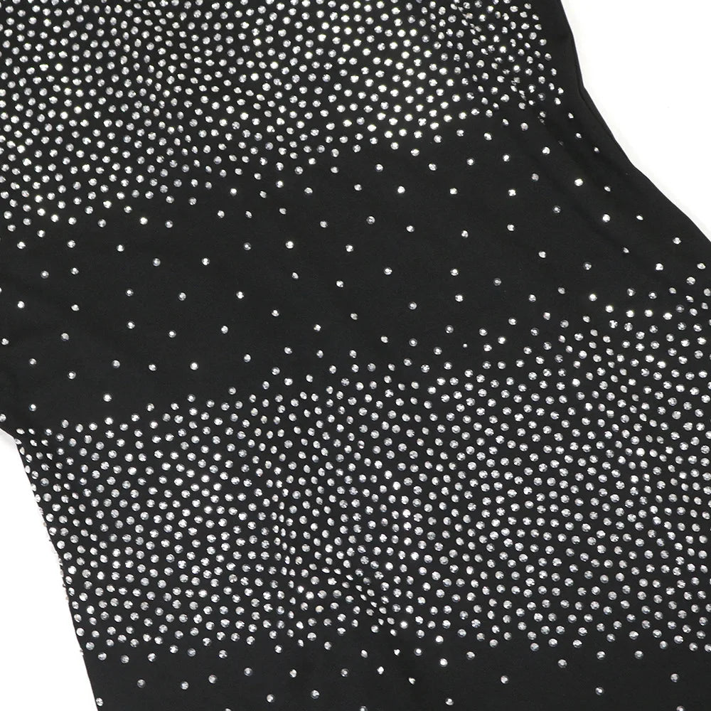 Elegant Rhinestone High-Neck Dress