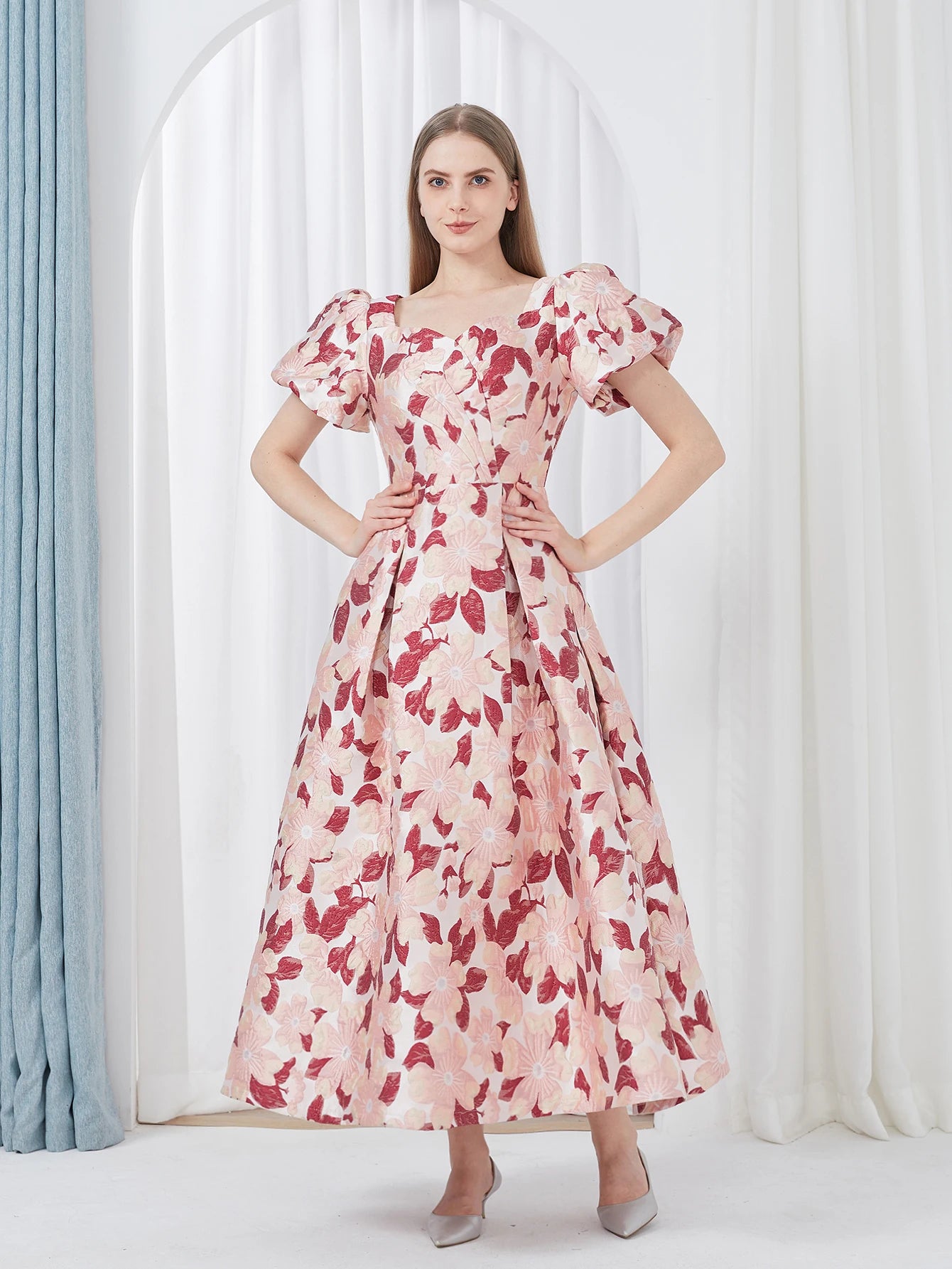 Embroidery Jacquard Luxury Long Dress