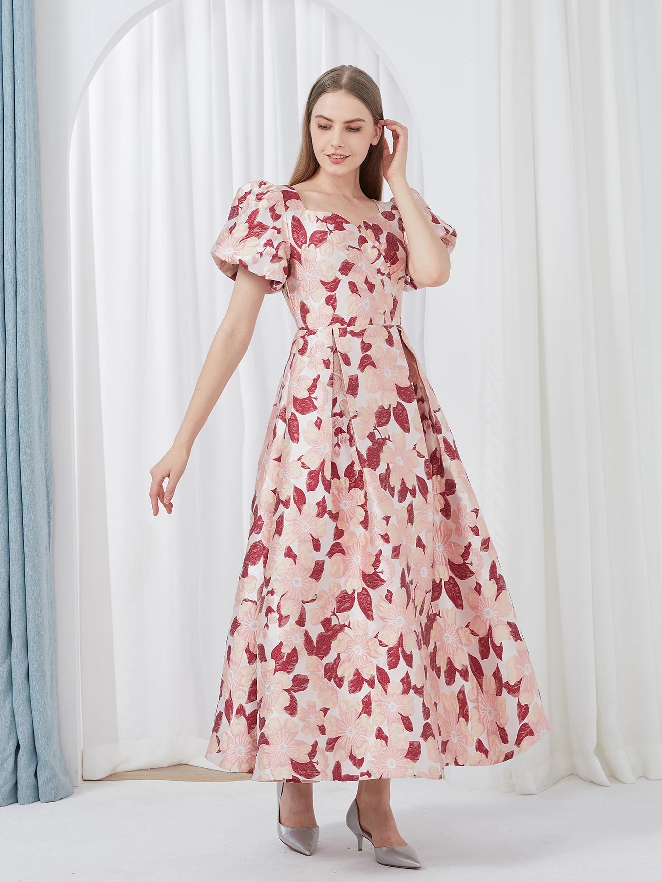 Embroidery Jacquard Luxury Long Dress