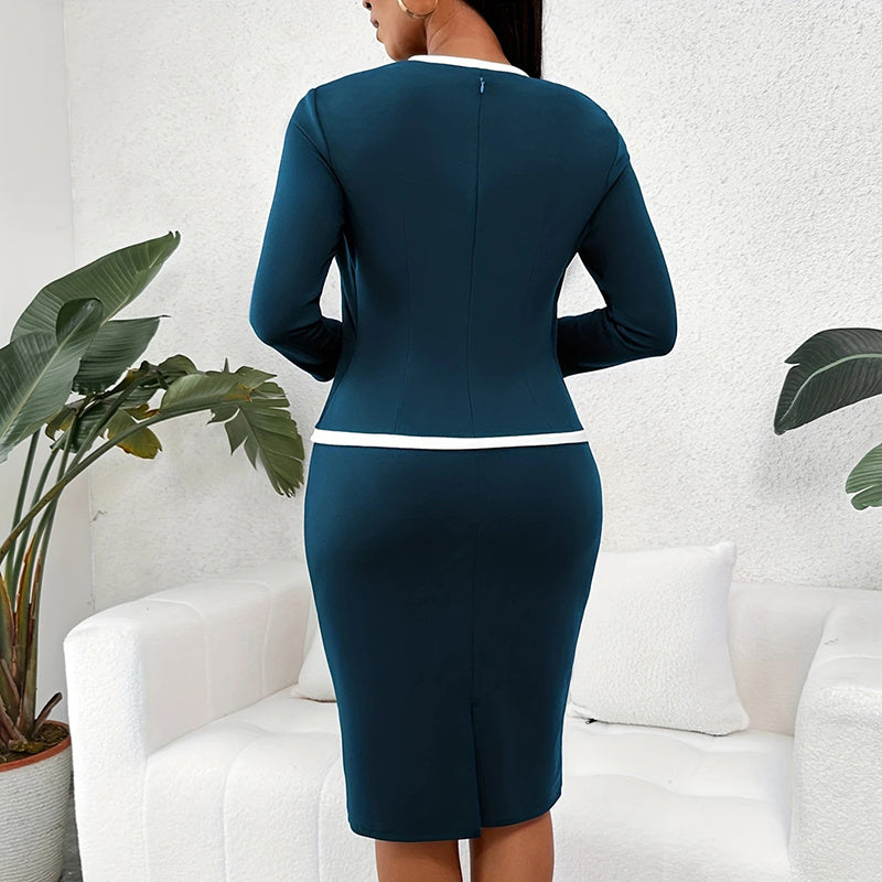 Square Neck Half Sleeve Two-Piece Bodycon Dress