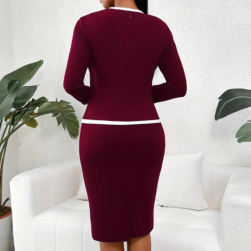Square Neck Half Sleeve Two-Piece Bodycon Dress