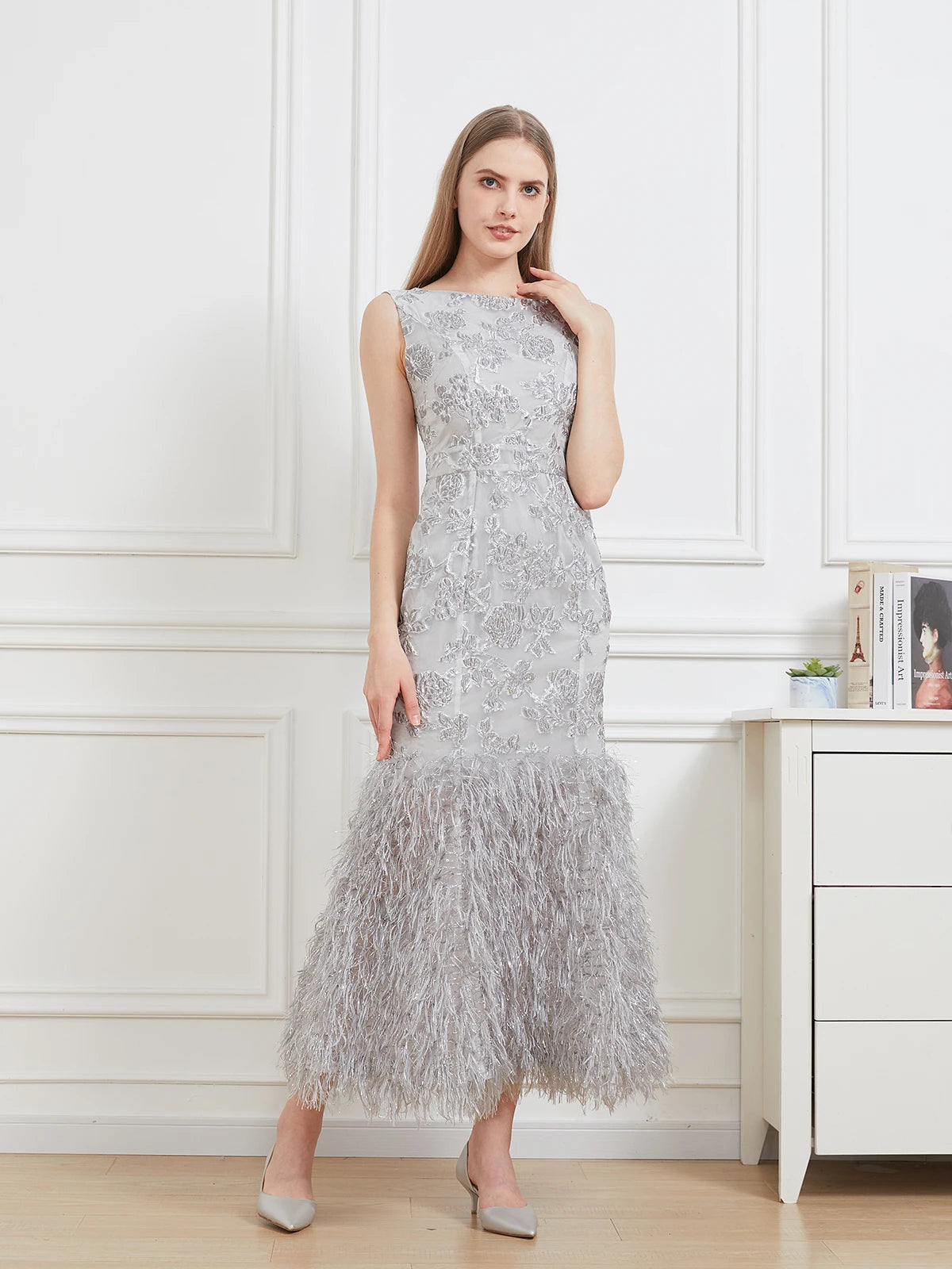 Organza Fishtail Feather Gown