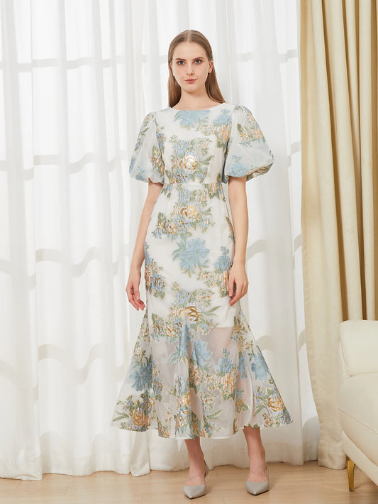 Elegant Floral Organza Mermaid Dress