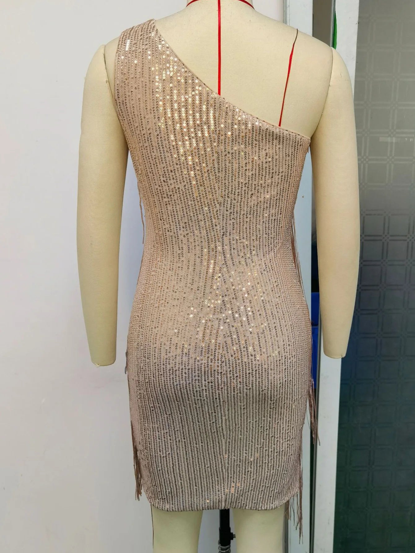 Luxury Sequin One-Shoulder Dress