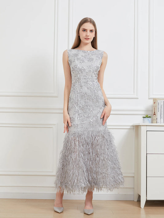 Organza Fishtail Feather Gown