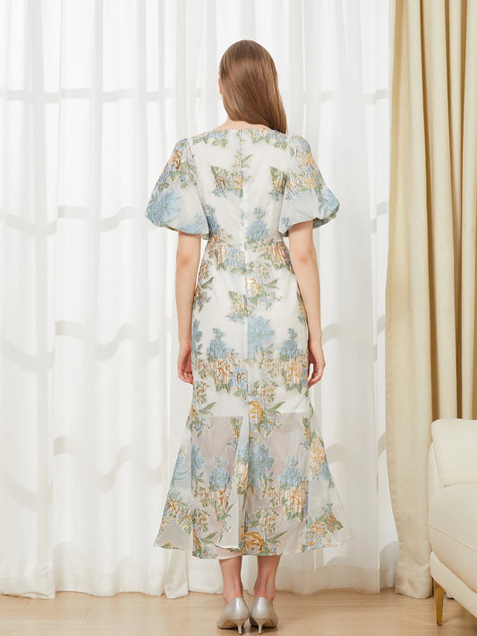 Elegant Floral Organza Mermaid Dress