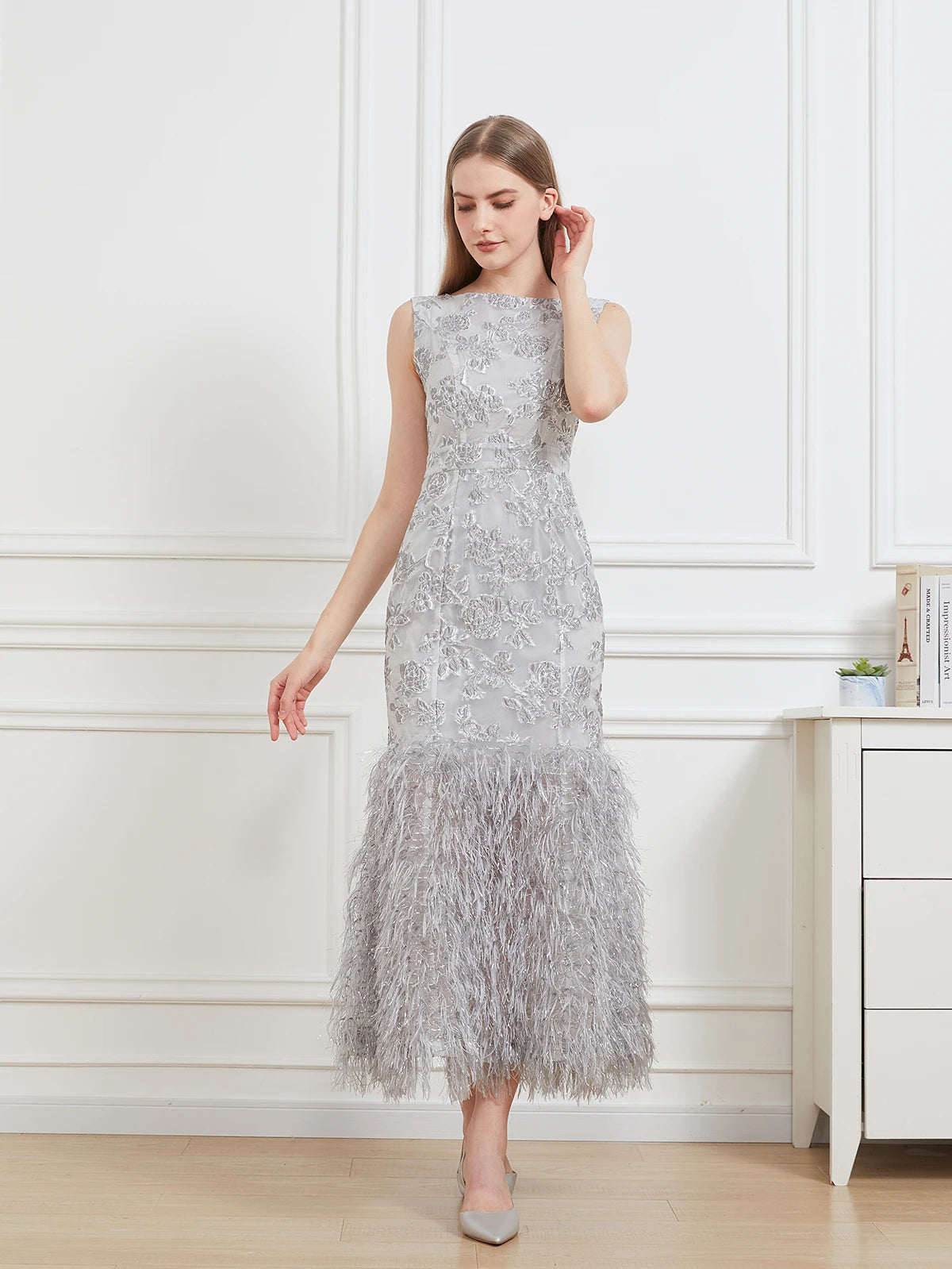 Organza Fishtail Feather Gown