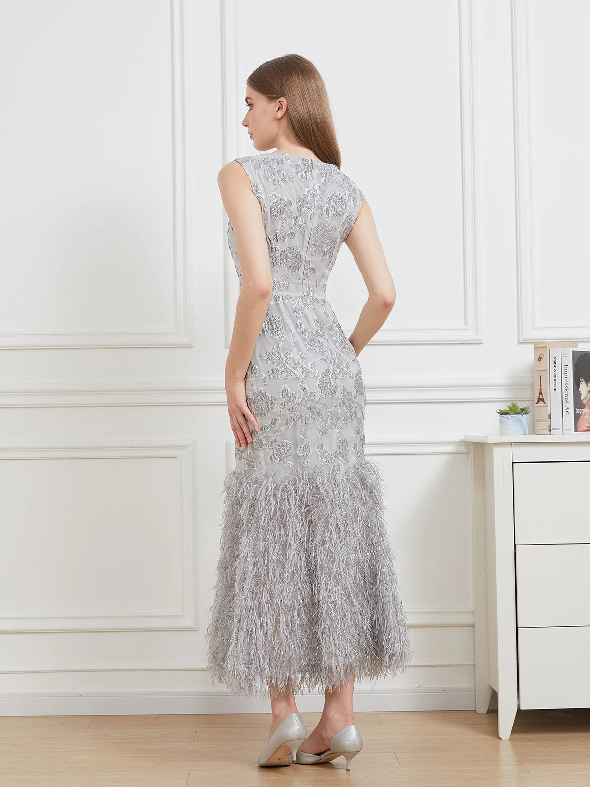 Organza Fishtail Feather Gown