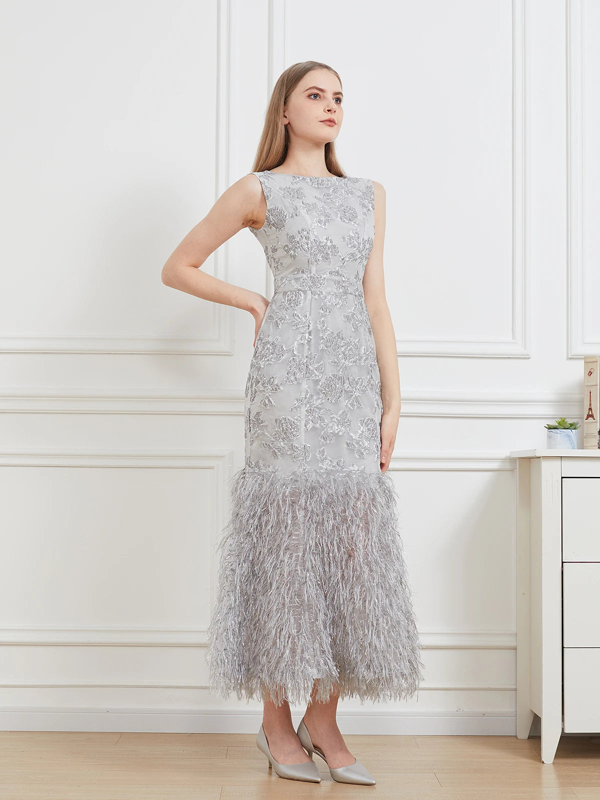 Organza Fishtail Feather Gown